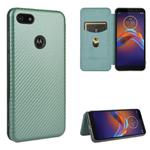 For Motorola Moto E6 Play Carbon Fiber Texture Horizontal Flip TPU + PC + PU Leather Case with Rope & Card Slot(Green)