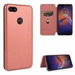 For Motorola Moto E6 Play Carbon Fiber Texture Horizontal Flip TPU + PC + PU Leather Case with Rope & Card Slot(Brown)