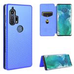 For Motorola Moto Edge Plus Carbon Fiber Texture Horizontal Flip TPU + PC + PU Leather Case with Rope & Card Slot(Blue)