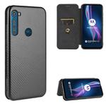 For Motorola Moto One Fusion Plus Carbon Fiber Texture Horizontal Flip TPU + PC + PU Leather Case with Rope & Card Slot(Black)