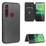 For Motorola Moto One Macro / G8 Play Carbon Fiber Texture Horizontal Flip TPU + PC + PU Leather Case with Rope & Card Slot(Black)