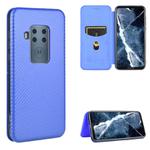 For Motorola Moto One Zoom Carbon Fiber Texture Horizontal Flip TPU + PC + PU Leather Case with Rope & Card Slot(Blue)