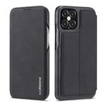 For iPhone 12 / 12 Pro LC.IMEEKE Hon Ancient Series Horizontal Flip Leather Case with Holder & Card Slot(Black)