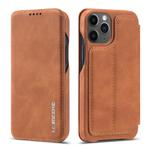 For iPhone 12 mini LC.IMEEKE Hon Ancient Series Horizontal Flip Leather Case with Holder & Card Slot(Brown)