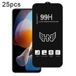 For Redmi Note 12R Pro 25pcs High Aluminum Large Arc Full Screen Tempered Glass Film