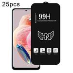 For Redmi Note 12 4G 25pcs High Aluminum Large Arc Full Screen Tempered Glass Film