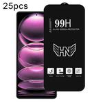 For Redmi Note 12 Pro 5G 25pcs High Aluminum Large Arc Full Screen Tempered Glass Film