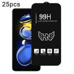 For Redmi Note 11T Pro 25pcs High Aluminum Large Arc Full Screen Tempered Glass Film