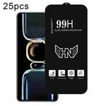 For Redmi K60E 25pcs High Aluminum Large Arc Full Screen Tempered Glass Film