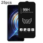 For Redmi K50 Pro 25pcs High Aluminum Large Arc Full Screen Tempered Glass Film