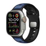 For Apple Watch 42mm / 41mm / 40mm / 38mm Norman Buckle Two-color Silicone Watch Band(Blue Black)