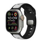 For Apple Watch 46mm / 49mm / 45mm / 44mm Norman Buckle Two-color Silicone Watch Band(Light Grey Black)