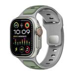 For Apple Watch 46mm / 49mm / 45mm / 44mm Norman Buckle Two-color Silicone Watch Band(Light Green Grey)