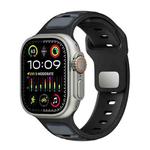 For Apple Watch 46mm / 49mm / 45mm / 44mm Norman Buckle Two-color Silicone Watch Band(Midnight Black)