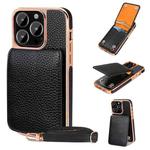 For iPhone 14 Pro VIETAO Litchi Texture Wallet PU Phone Case with Lanyard(Black)