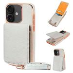 For iPhone 16 VIETAO Litchi Texture Wallet PU Phone Case with Lanyard(White)