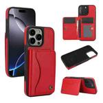 For iPhone 16 Pro Max AwQuer Horizontal Flip Card Bag Holder Leather Phone Case(Red)