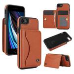 For iPhone 7 / 8 / SE 2022 AwQuer Horizontal Flip Card Bag Holder Leather Phone Case(Brown)
