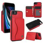 For iPhone 7 / 8 / SE 2022 AwQuer Horizontal Flip Card Bag Holder Leather Phone Case(Red)