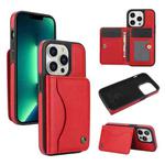 For iPhone 13 Pro Max AwQuer Horizontal Flip Card Bag Holder Leather Phone Case(Red)