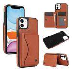 For iPhone 11 AwQuer Horizontal Flip Card Bag Holder Leather Phone Case(Brown)