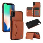 For iPhone X / XS AwQuer Horizontal Flip Card Bag Holder Leather Phone Case(Brown)