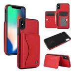 For iPhone X / XS AwQuer Horizontal Flip Card Bag Holder Leather Phone Case(Red)