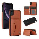 For iPhone XR AwQuer Horizontal Flip Card Bag Holder Leather Phone Case(Brown)