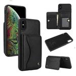 For iPhone XS Max AwQuer Horizontal Flip Card Bag Holder Leather Phone Case(Black)