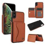 For iPhone XS Max AwQuer Horizontal Flip Card Bag Holder Leather Phone Case(Brown)