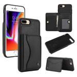 For iPhone 7 Plus / 8 Plus AwQuer Horizontal Flip Card Bag Holder Leather Phone Case(Black)