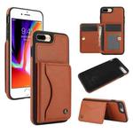 For iPhone 7 Plus / 8 Plus AwQuer Horizontal Flip Card Bag Holder Leather Phone Case(Brown)