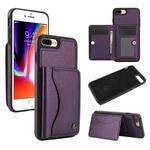 For iPhone 7 Plus / 8 Plus AwQuer Horizontal Flip Card Bag Holder Leather Phone Case(Dark Purple)