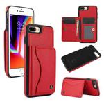 For iPhone 7 Plus / 8 Plus AwQuer Horizontal Flip Card Bag Holder Leather Phone Case(Red)