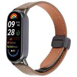 For Xiaomi Smart Band 9 / 8 Folding Magnetic Buckle Microfiber Leather Watch Band(Mocha Brown)