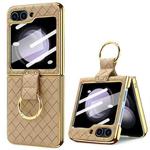 For Samsung Galaxy Z Flip6 VIETAO Woven Leather Metal Ring Phone Case(Gold)