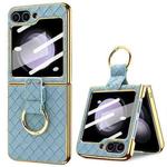 For Samsung Galaxy Z Flip6 VIETAO Woven Leather Metal Ring Phone Case(Blue)