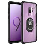 For Samsung Galaxy S9+ Shockproof Transparent TPU + Acrylic Protective Case with Ring Holder(Black and Silver)