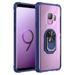 For Samsung Galaxy S9 Shockproof Transparent TPU + Acrylic Protective Case with Ring Holder(Blue)