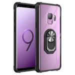 For Samsung Galaxy S9 Shockproof Transparent TPU + Acrylic Protective Case with Ring Holder(Black and Silver)