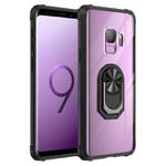 For Samsung Galaxy S9 Shockproof Transparent TPU + Acrylic Protective Case with Ring Holder(Black)