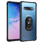 For Samsung Galaxy S10 Shockproof Transparent TPU + Acrylic Protective Case with Ring Holder(Black)