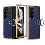 For Samsung Galaxy Z Fold6 VIETAO Dream Series Metal Ring Leather Phone Case(Blue)