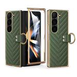 For Samsung Galaxy Z Fold6 VIETAO Dream Series Metal Ring Leather Phone Case(Green)