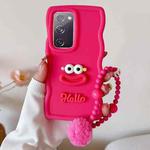 For Samsung Galaxy S20 FE Cartoon Sausage Mouth TPU Phone Case with Bead Chain(Red)