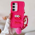 For Samsung Galaxy S22 5G Cartoon Sausage Mouth TPU Phone Case with Bead Chain(Red)