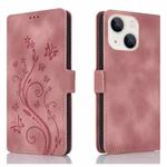 For iPhone 15 Plus Dreamy Butterfly Love Flower Embossed Leather Phone Case(Rose Gold)