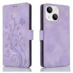 For iPhone 13 mini Dreamy Butterfly Love Flower Embossed Leather Phone Case(Purple)
