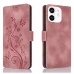 For iPhone 12 mini Dreamy Butterfly Love Flower Embossed Leather Phone Case(Rose Gold)