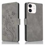 For iPhone 12 mini Dreamy Butterfly Love Flower Embossed Leather Phone Case(Grey)